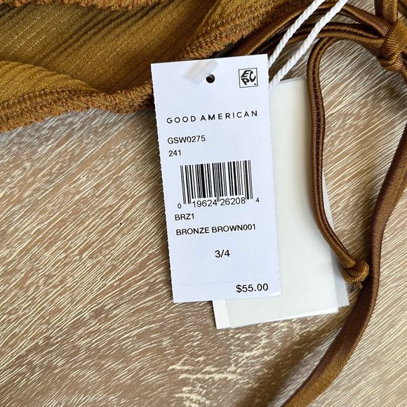 Good American Always Fits Tiny Ties Bottom in Bronze Brown 001 Size 3/4 - Picture 7 of 10